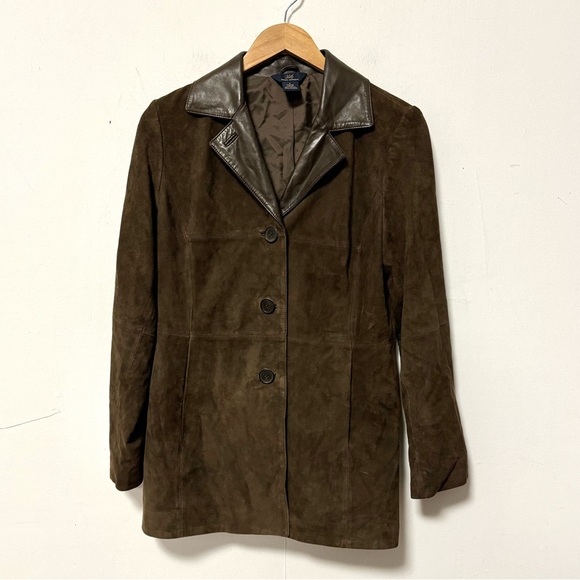 Brooks Brothers Brown Suede Jacket Womens Large Leather Coat Old Money Preppy - Picture 2 of 7